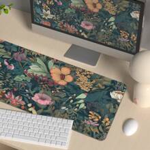 Boho Flowers Large Gaming Mouse Pads Black Office Desk Mat With Non-Slip Rubber Base, Stitched Edge Mousepad For Work, Game, Home Christmas Thanksgiving Gift - Color - View 5