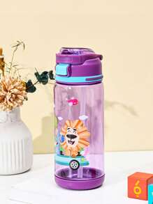 1pc600ml带吸管水杯带一键弹盖婴儿儿童小学生便携防摔硅胶吸管塑料杯幼儿园学校户外水壶宝宝喝水杯 - 彩色 - 查看 10