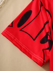 2pcs/Set Cartoon Print Girls Children Pajama Set - Red - View 4