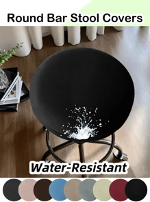1/4/6pcs Water-Resistant Round Bar Stool Covers, Stool Seat Slipcovers Round, Stool Covers Round 4 Packs Bar Stool Covers Watedrproof PU Stool Slipcover With Elastic Stool Cushion Round Bar Stool Seat Covers For Bar Round Chair,Resistant Removable Cushion Covers