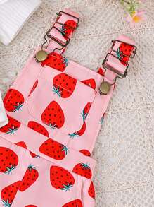 2pcs/Set Baby Girls Cute Short Sleeve Romper + Bib Pants Outfit, Lightweight Summer