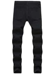 Toddler Boys' Solid Distressed Denim Jeans, Active & Breathable Comfortable Jeans, Suitable For Outdoor Activities