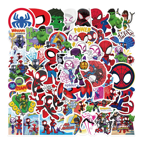 Disney 50PCS Disney Cartoon Spider Man And His Amazing Friends Stickers DIY Luggage Guitar Skateboard Waterproof Sticker Kids Toy