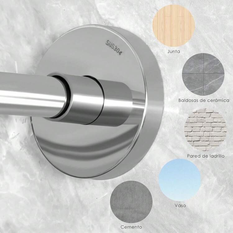 Barra de cortina de ducha de esquina extensible de 70 a 95 cm, decoración de baño, decoración de verano, accesorios de baño - Plateado - Añade 5