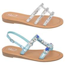 Women's Rhinestone Sandals Kit In Silver And Blue With Metallic Finish - 彩色 - 查看 1