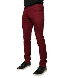 Slim Fit Burgundy Pants Men Red - Đỏ - Xem 3