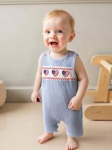 Infant Baby Boy Ovrealls 4th Of July Outfit Jumpsuit Sleeveless Newborn Summer Spring Clothes Bodysuit - Blue - View 1