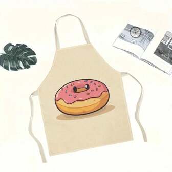 1 件装甜甜圈 3D 图案亚麻围裙，适合家庭烹饪、厨房穿着和烹饪爱好者