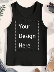 Women Tank Top, Sleeveless Tops Crew Neck Solid Slim Fit Summer Clubwear For Daily - Black - View 5