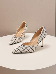 Salto alto stiletto elegante de bico para mulheres, saltos altos na cor amendoada, bombas minimalistas slip-on versáteis adequadas para festas, casamentos e trabalho diário - elegantes, de baixo corte, fáceis de usar sapatos tipo Mary Jane