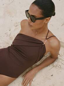 1 szt. Damskie, casualowe, plażowe, eleganckie, seksowne, bezrękawnikowe, odkryte plecy, z metalową klamrą, na wiosnę i lato