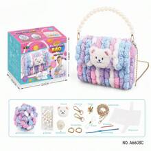 Bolsa DIY, Bolsa de Material Artesanal Infantil, Presente de Aniversário para Meninas - Padrão de Urso Cartoon - Bolsa de Ombro Artesanal DIY - Brinquedos de Desenvolvimento