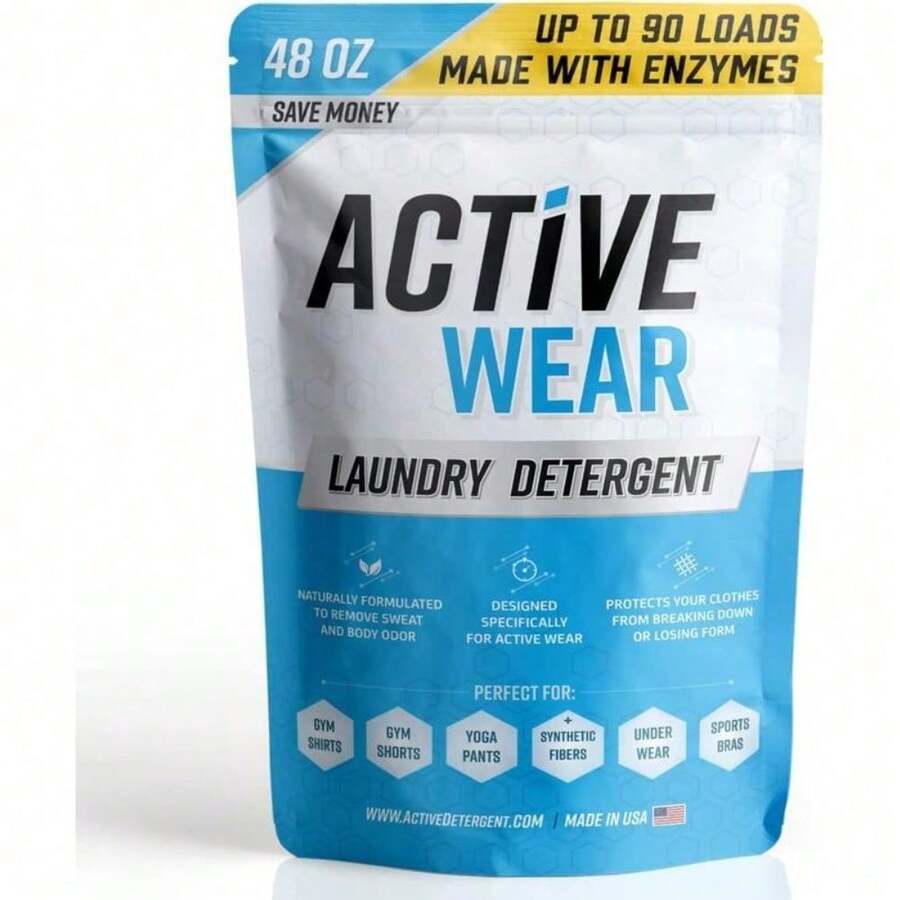 New Active Wear Laundry Detergent & Soak - Formulated For Sweat And Workout Clothes - Natural Performance Concentrate Enzyme Booster Deodorizer - Powder Wash For Activewear Gym Apparel (90 Loads)… - 預設 - 查看 1