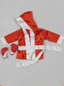 Conjunto de ropas de fotografía de recién nacido con bata de boxeo, guantes y pantalones cortos de boxeador, como trajes de campeón de boxeo - Multicolor - Ver 14