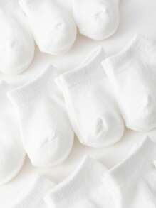 6 perechi de șosete albe moi și drăguțe, tăiate la gleznă, pentru bebeluși și copii