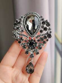 1 pieza Broche de lágrima de cristal vintage exagerado, con pedrería de imitación incrustada al azar, accesorio de moda - Multicolor - Ver 13
