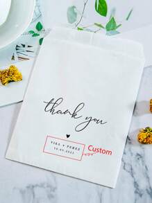 Personalized Candy Bags-Thank You Kraft Wedding Candy Bags,Set Of 25 Cookie Bag,Multi-Functional, ,Anti-Mold,Ornamental,Reusable,Exquisite,Stylish,High-Quality,Adorable,Modern,Custom,Unique,Personalized,Ideal Gifts For Him,Ideal Gifts For Her,Her,Boyfriend,Girlfriend,Dad,Mom,Family,Friends,Son,Daughter,Kids,Kitchen,Dining Room,Bedroom,Office,Living Room,Home,Garden,Tea Room,For Anniversaries,For Birthdays,For Housewarming,For Graduation - Multicolor - View 6