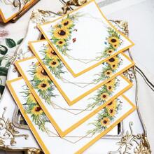 100/60/20pcs 13 * 13 Inch Disposable Party Floral Pattern Napkins With Yellow Border Butterfly Sunflower Pattern, Used For Birthday Parties, Family Gatherings, Wedding Banquets, Hotel And Restaurant Decoration Paper