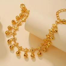 1pc Fashionable Minimalist Delicate Bell Anklet For Women, 18K Gold Plated Copper, Suitable For Beach Party, Holiday Gift, Daily Wear - Yellow Gold - View 4