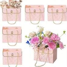 8 件装、鲜花包装盒、格子花束礼盒、花店 DIY 花盒、小型企业用品、婚礼生日派对礼盒、派对礼品、生日装饰、派对礼品装饰、婚礼装饰、派对用品