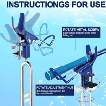 1pc 360° Adjustable Fishing Rod Holder - Heavy-Duty Rust-Proof Steel, Folding & Portable Stand - For Bank Fishing, Catfishing, Shoreline, Beach Fishing Gear - Fishing Rod Holder - Fishing Pole Stand - Bank Fishing Gear - Catfishing Equipment - Portable Fishing Accessories - Multicolor - View 4