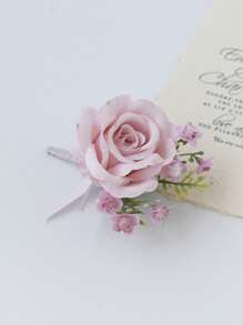 2/4/6pcs Set Artificial Rose Boutonniere For Men, Suitable For Bohemian Style Weddings, Formal Occasions, Anniversaries And Other Events