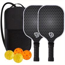 1 Set Of Carbon Fiber Pickleball Paddles: Outdoor Sports Equipment With Honeycomb Design - Includes 2 Paddles, 4 Balls, And A Carrying Bag