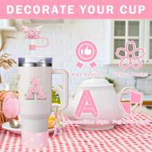 8 piezas de accesorios para taza de 40 oz y 30 oz, incluyendo tapa con pajita, tapa de silicona a prueba de derrames, funda de silicona, cadena con dije de letra, pegatina, gancho en forma de corazón, pompones con forma de corazón y bola de pelo, ideal para camping, regalo del Día de San Valentín, Día de la Madre, útiles escolares