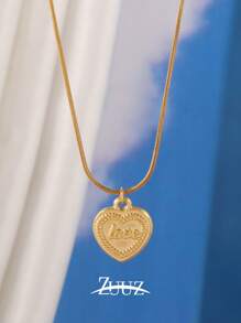 1件可爱不锈钢项链，女士心形吊坠项链，时尚饰品，日常配饰礼品 - 項鍊 - 查看 1