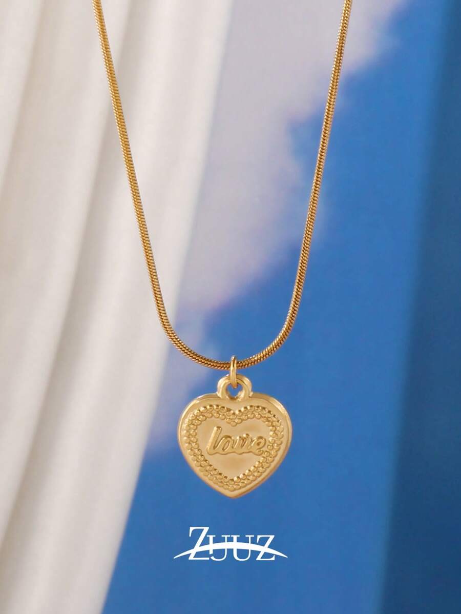 1件可爱不锈钢项链，女士心形吊坠项链，时尚饰品，日常配饰礼品 - 項鍊 - 查看 1