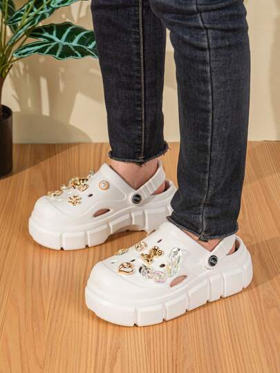 Women's Outdoor/Commuting DIY Breathable Sandals, Fashionable Non-Slip Wear-Resistant Hollow Out Slippers, Elastic EVA One-Piece, Cushioned Soft Comfortable Odor-Resistant