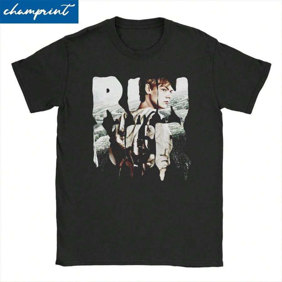 Men Women T-Shirt Maze Runner Newt Movie Awesome Cotton Tees Short Sleeve T Shirts Round Collar Tops Printing - Black - View 1