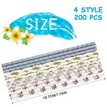 180/200 Pcs Cocktail Paper Straws Hawaiian Aloha Paper Straws Drinking Paper Straws, Tropical Party Paper Straws For Birthday, Wedding, Tiki Party, Summer Beach Party