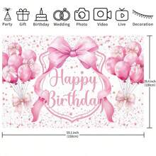1 tấm banner nền nơ hồng mừng sinh nhật, thích hợp để trang trí tiệc sinh nhật, trang trí tiệc độc thân - Nhiều màu - Xem 8