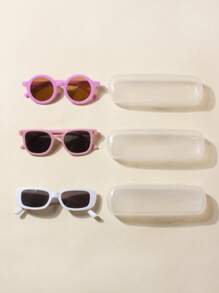 3 件婴儿眼镜 + 3 件眼镜盒，男婴和女婴眼镜，酷炫，可爱，婴儿眼镜礼物，春季配饰，夏季配饰