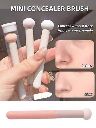 5-Piece Concealer Brush Mushroom Sponge Head Soft And Traceless Large Area Acne Mark Removal Makeup Brush, Makeup Brush, Including Powder Brush And Concealer Brush, Lip Brush, Sponge Applicator, Makeup Sponge Puff Mushroom-Shaped Puff And Round-Head Mixing Sponge Brush, Suitable For Wet And Dry Use,Foundation Brush,Concealer Brush,Blush Brush,Contour Brush,Blush Brush,Bronzer Brush,Powder Brush,Foundation Brush,Blush Brush