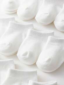 6 perechi de șosete albe moi și drăguțe, tăiate la gleznă, pentru bebeluși și copii