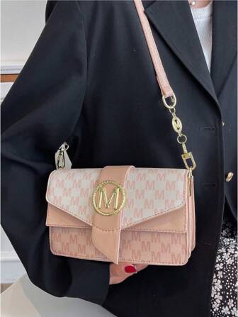 Letter Design Multi-Compartiment Flap Dames Schouder Diagonale Tas