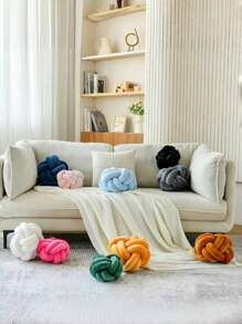 1 pièce Oreiller sphérique, coussin rond asymétrique tricoté, coussin décoratif doux de printemps pour la maison, convient pour la chambre, le canapé et le lit, cadeau idéal pour la famille et les amis - blanc