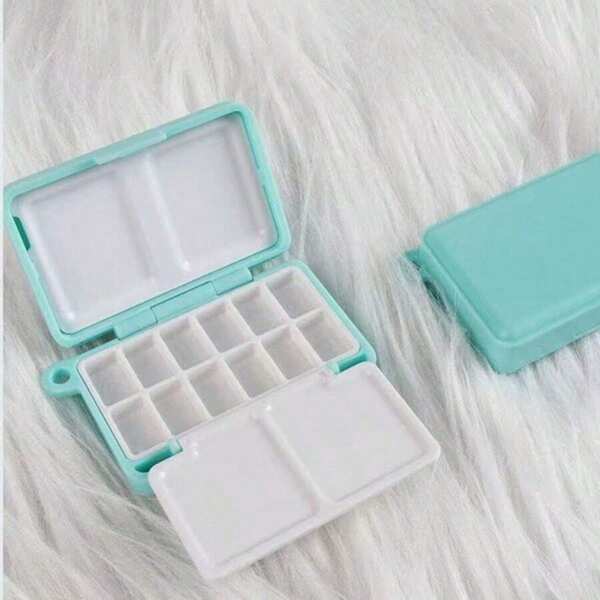 1 pezzo Tavolozza di colori ad acquerelli portatile in plastica da 12 colori, mini scatola per conservare i colori, adatta per forniture artistiche, ritorno a scuola, forniture scolastiche