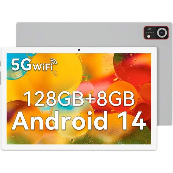 Tablet Android 14 de 10 Pulgadas, Tablet WiFi 5G 8GB RAM+128GB ROM (1TB TF), Tableta con Teclado Ratón y Bolígrafo, Tablet PC con Octa-Core T606, 1080FHD, 13MP+8MP, 7000mAh, Bluetooth 5.0, Type-C/GPS /OTG-Negro