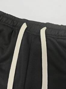 Pantaloni de jogging pentru bărbați cu litere imprimate cu șnur, pantaloni de îmbrăcăminte casual și sport - Negru - Vizualizare 6