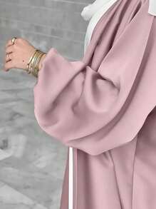 Elegant And Fashionable Women's Solid-Color Long Cardigan With Belted Waist Women's Dress