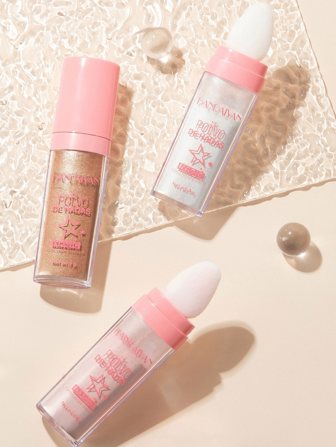 MSFLIBNH 1 件装高光面部高光粉，3 种颜色面部身体闪光定妆粉，裸色闪光提亮三维肌肤，适用于身体面部头发嘴唇眼睛，旅行装闪光化妆品礼物送给妈妈