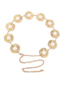 1 件女士腰链，金属复古波西米亚风，圆形珍珠装饰连衣裙腰带秋季、秋季、万圣节 - 腰鏈 - 查看 4