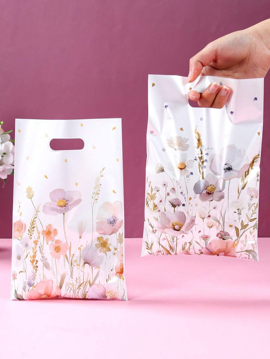 10/25/50个装春季花卉礼品袋，礼品包装袋，混合款式春季派对回礼袋，礼品袋，礼品包装袋，收纳袋，春季装饰，生日派对装饰，新娘送礼会回礼，婚礼用品，婴儿派对装饰，一周岁生日派对用品，性别揭晓派对用品，节日派对装饰，生日节日礼物