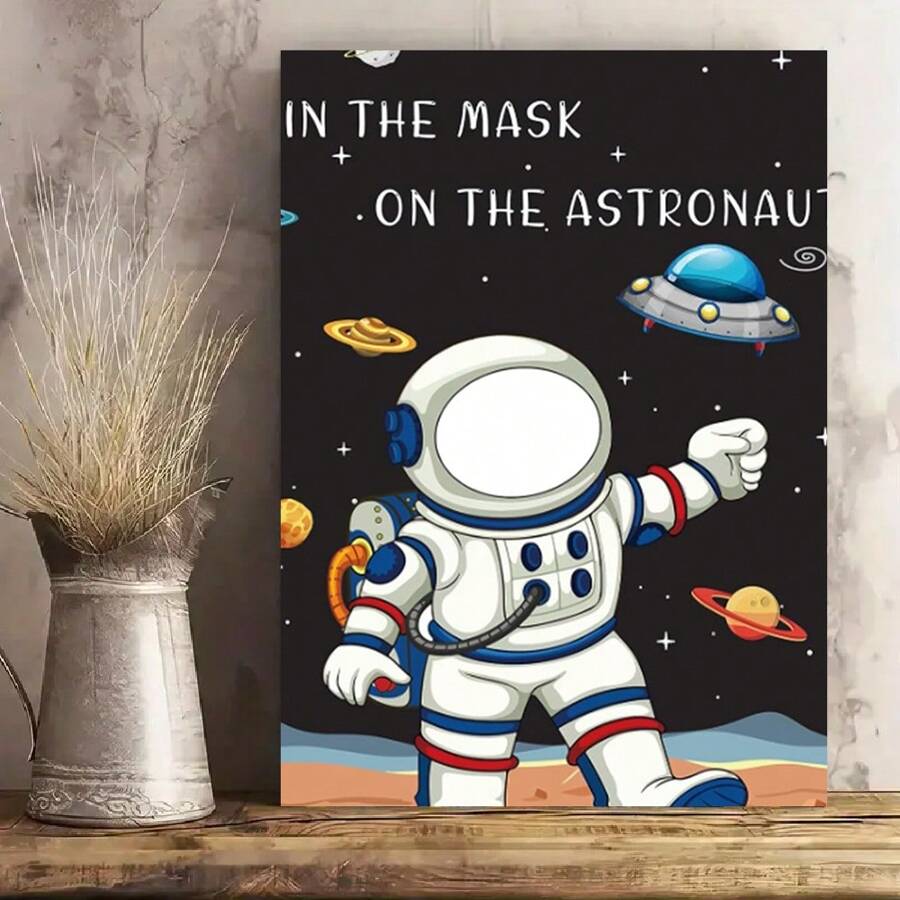 Framed  The Astronaut Framed Canvas Painting For Bars, Cafes, Bathroom,Shops Or Bedrooms - Perfect Home Decor Gift -Framed