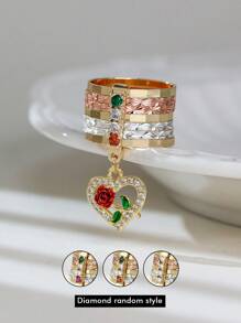 1 Peça Anel de Flor de Rosa Elegante de Cobre, Adequado para Uso Diário, Casamento, Noivado, Presente de Joia de Festa para Mulheres, Dia dos Namorados, Mãe, Dia das Mães