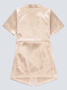 1pc Personalized Children Satin Long Robe, Customized With Embroidered Letter/Name, Functional Casual, Breathable, Sleepwear, Bathing, Elastic, Homeware, Cooling, Comfortable, Suitable For Wedding Flower Girl, Kids, Girls, Spa Birthday Party,Multi-Functional,Ornamental,Letter,Stylish,Modern,Colorful,Cute,Adorable,Casual,Custom,Personalised,Unique,Customized,Ideal Gifts For Him,Ideal Gifts For Her,Kids,Gala Night,Travel, School - Multicolor - View 23