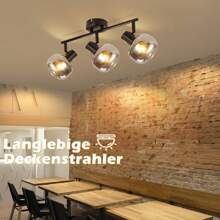 Lámpara de araña de 1/2/3/4 llamas, lámpara de araña negra moderna giratoria 350°, lámpara de araña de vidrio gris ahumado E14 para dormitorio, pasillo, cocina y sala de estar (foco no incluido)